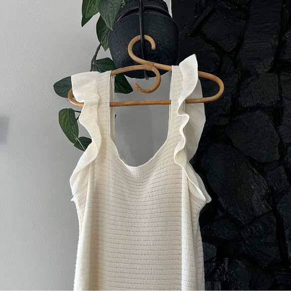 Anthropologie Ruffled Pointelle
Mini Dress Size XL Ivory - Picture 1 of 7